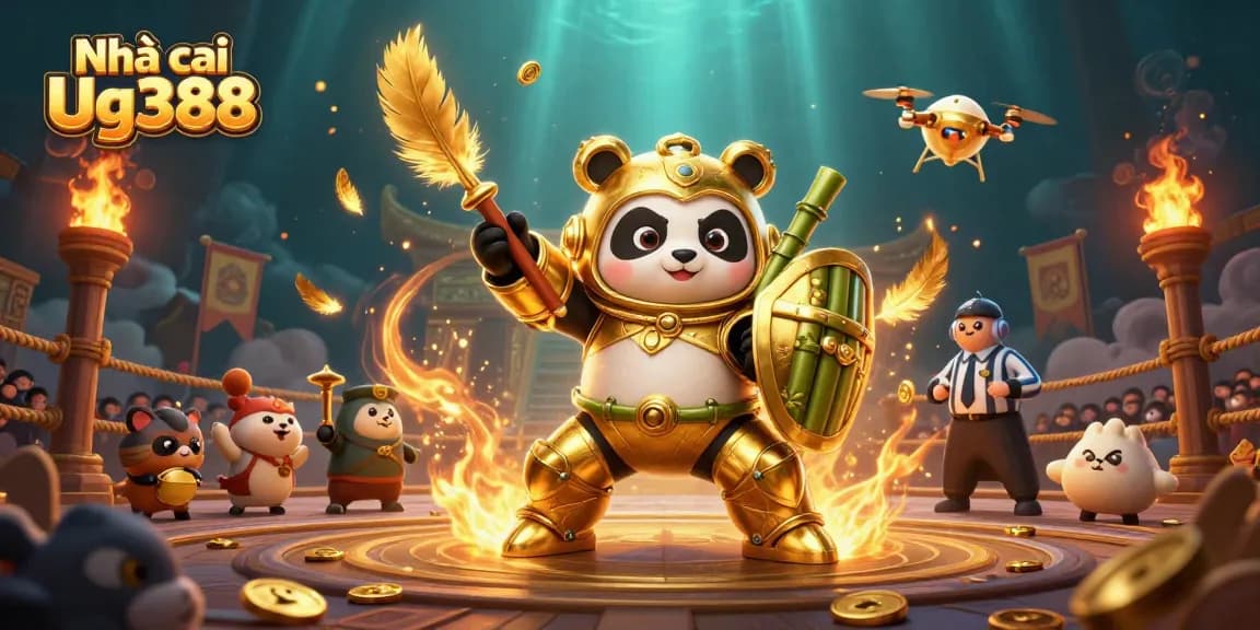 Experience thrilling gaming action at Nhà cái Ug388 with dynamic characters in a lively casino scene.