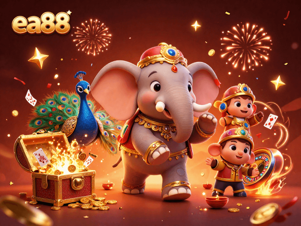 Experience thrilling gameplay at ea88 with a vibrant casino scene filled with gold and colorful elements.