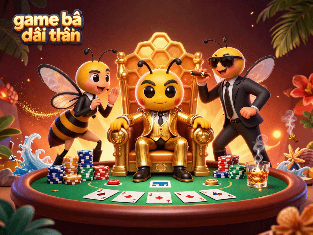 Experience the excitement of game bài đổi thưởng in this vibrant casino scene featuring a bumblebee mob boss.