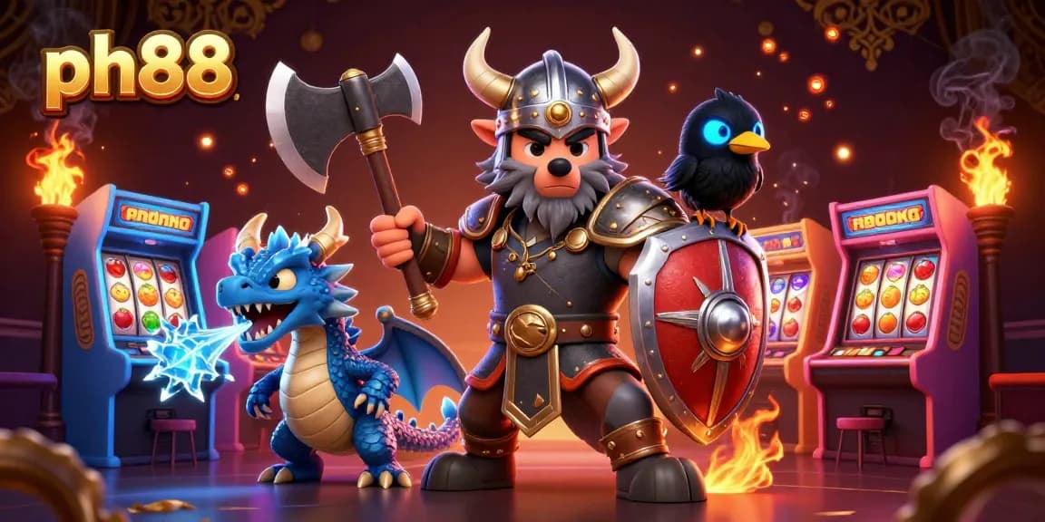Experience thrilling gameplay at ph88 casino with unique Viking characters and vibrant slot elements.