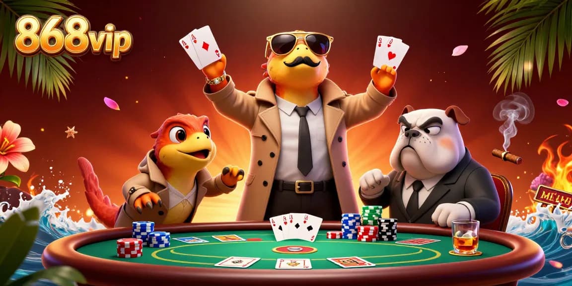 Engage in thrilling gameplay at 868vip with raptors humorously attempting entry, showcasing a lively casino scene.