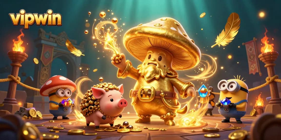 Experience epic gaming action at vipwin with vibrant casino elements and enchanting characters.