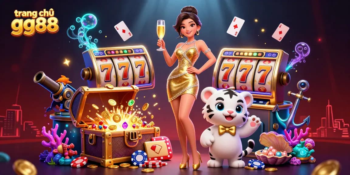 Experience thrilling slots at trang chủ gg88 with our glamorous characters, exciting gold coins, and vibrant casino elements.
