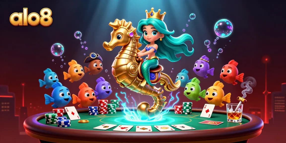 Experience thrilling entertainment at Alo8 with a vibrant underwater casino scene featuring a mermaid princess.