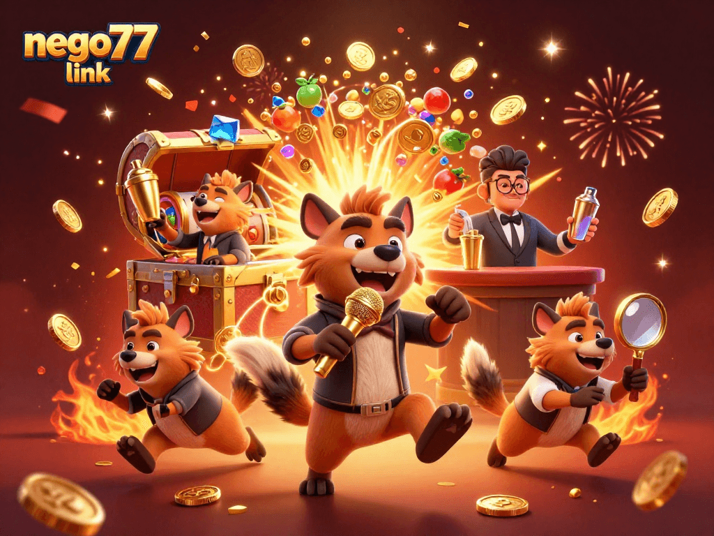 Join the excitement with nego77 link as hyenas run a lively casino club filled with slot reels.