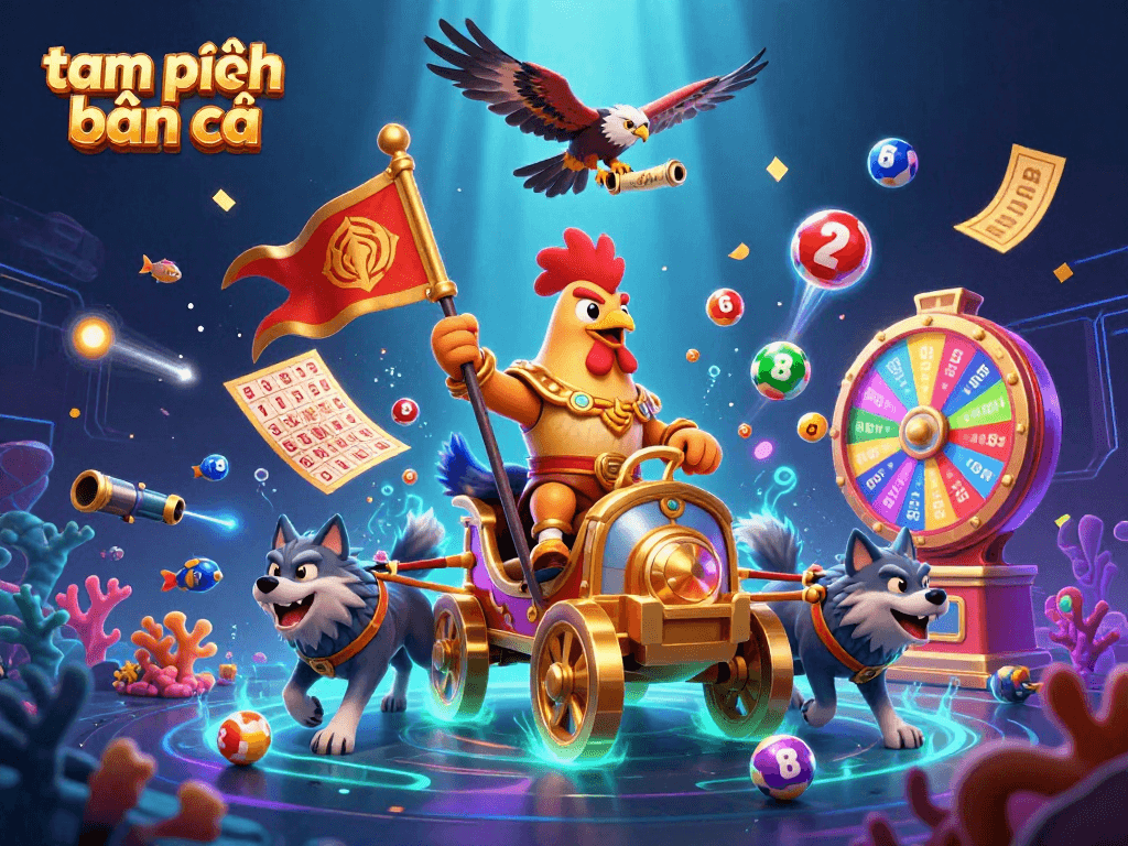 Engage in tam tiên bắn cá action with an epic rooster warlord and underwater treasures.