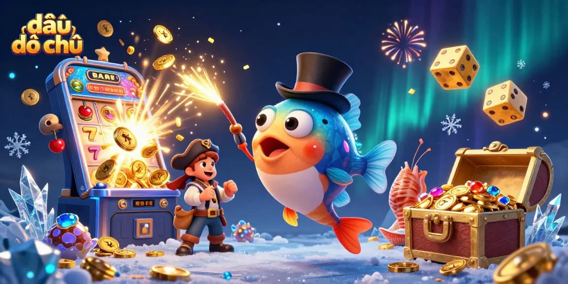 Join the action with đấu địa chủ as the anglerfish lures golden coins in a vibrant casino-themed scene.