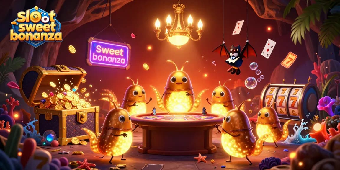 Experience the excitement of slot gacor games sweet bonanza in a vibrant cave casino scene filled with treasures and lively characters.