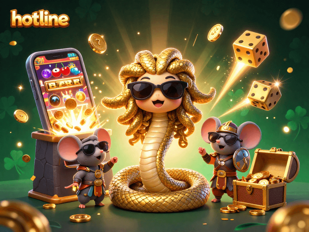 Win big with hotline as charming characters enjoy a vibrant casino atmosphere, filled with jackpots and excitement.