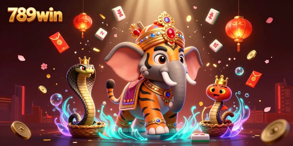 Experience the excitement of 789win with vibrant gaming elements and characters in this dynamic casino illustration.