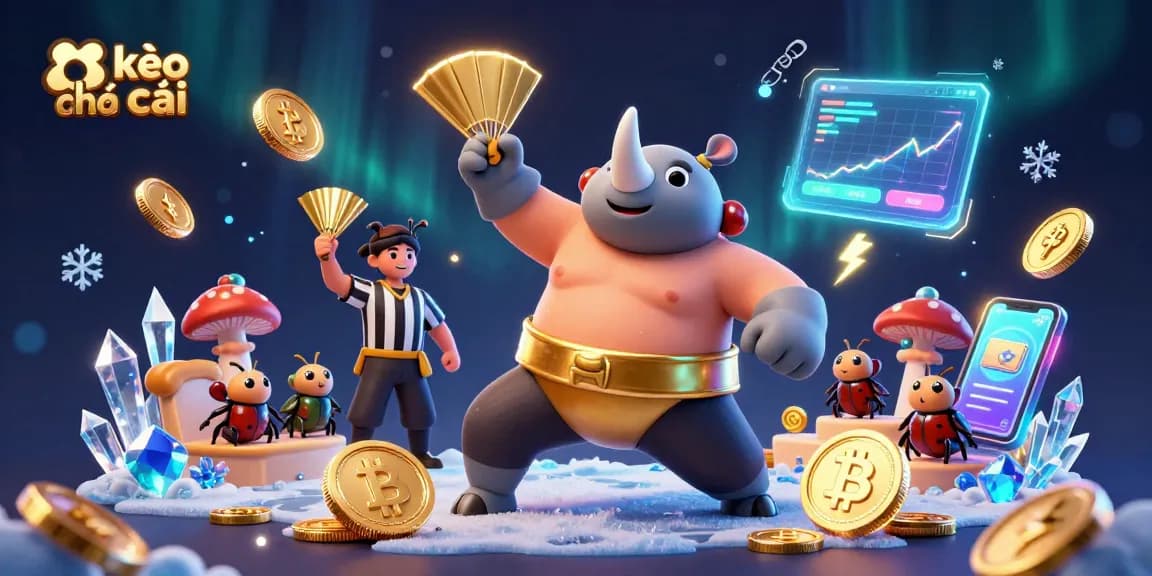 Experience dynamic kèo nhà cái action with a beetle sumo champion in a colorful 3D casino scene.