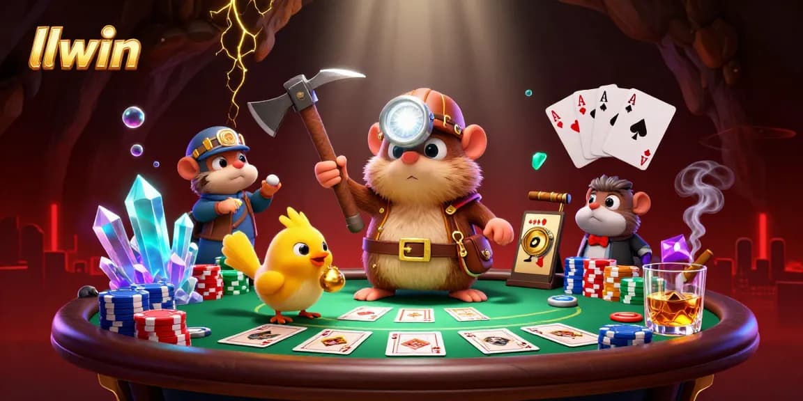 Experience thrilling gameplay at llwin with a treasure hunter mole and poker elements in a dazzling cave.