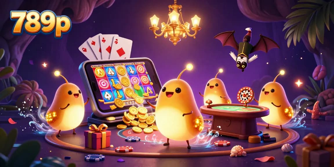 Experience the excitement of 789p gaming with glowworms illuminating a cave casino scene.