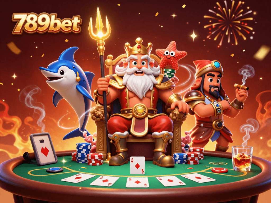 Engage in thrilling gaming adventures with 789bet featuring Neptune and vibrant casino elements.