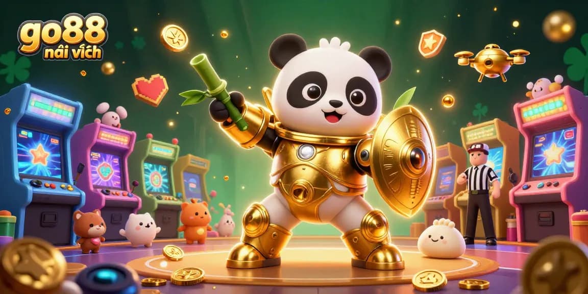 Play thrilling casino games with go88 mới nhất in an action-packed 3D illustration featuring exciting game elements and characters.
