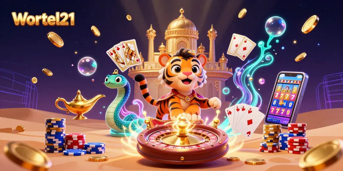 Engage in thrilling gameplay with Wortel21’s vibrant casino scene featuring a tiger sultan.