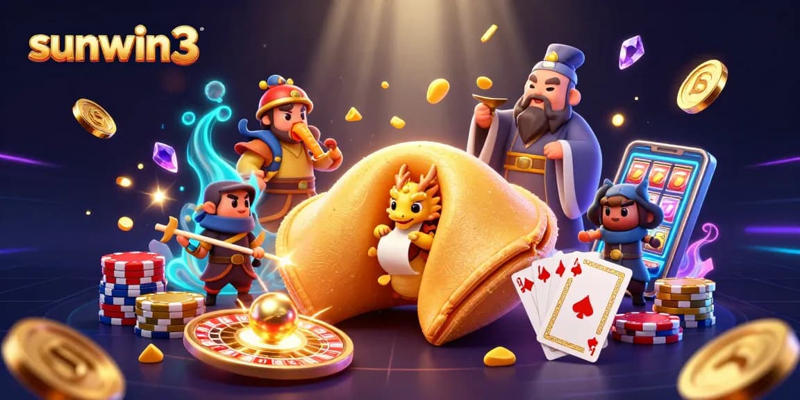 Experience wins and jackpot thrills at sunwin3 with an action-packed casino illustration featuring vibrant golds and exciting gaming elements.
