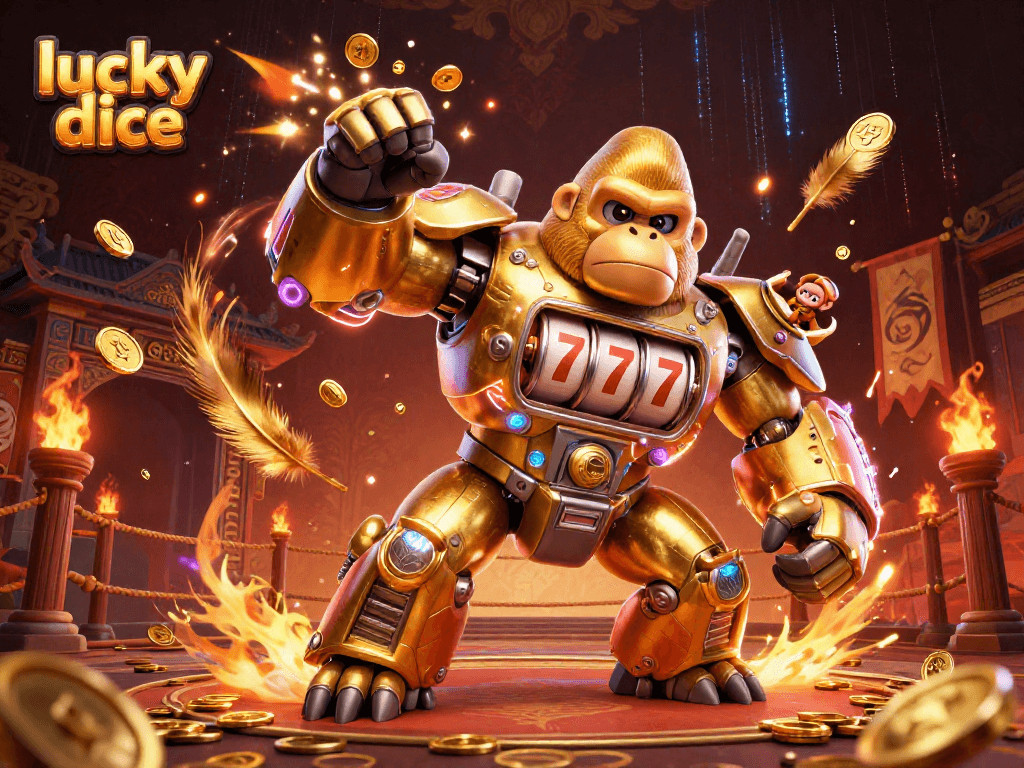 Strike it lucky with thrilling lucky dice gameplay surrounded by excitement and action elements.