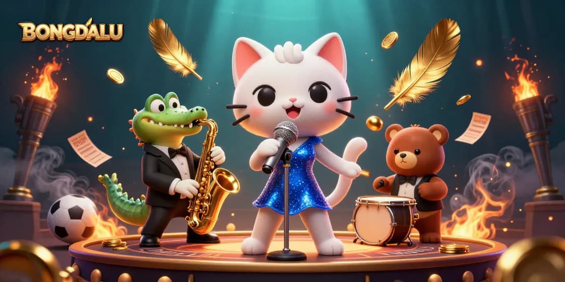 BONGDALU offers thrilling casino entertainment with a jazz-singer cat, a saxophone crocodile, and a bear drummer.