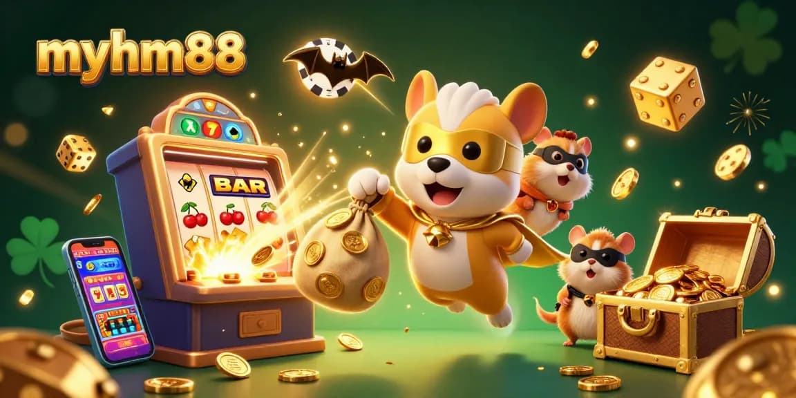 Engage with myhm88 through thrilling gaming experiences featuring a superhero dog and gold coins.