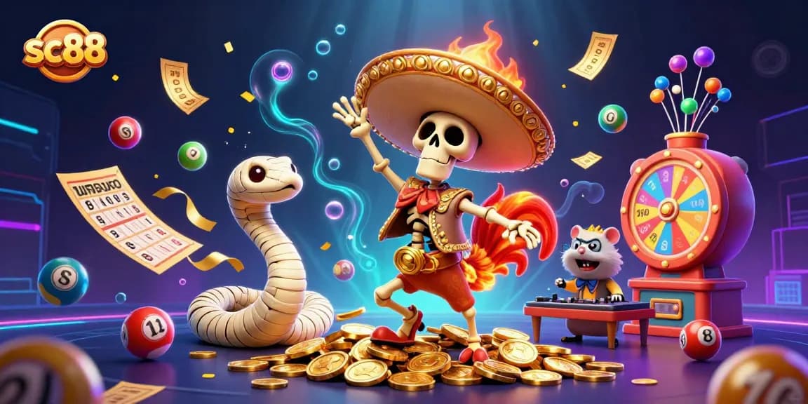 Experience thrilling moments at sc88 with vibrant lottery balls and lively casino characters.