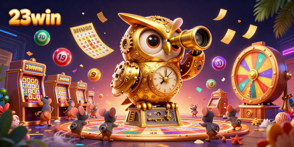 Experience thrilling gameplay at 23win with colorful lottery elements and a captivating casino scene.