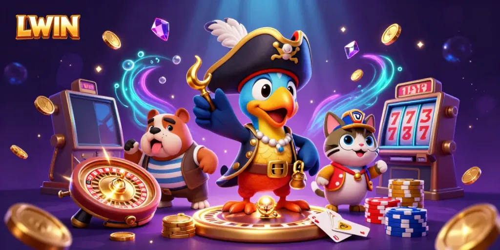 Experience thrilling gaming adventures with LLWIN featuring vibrant casino illustrations!