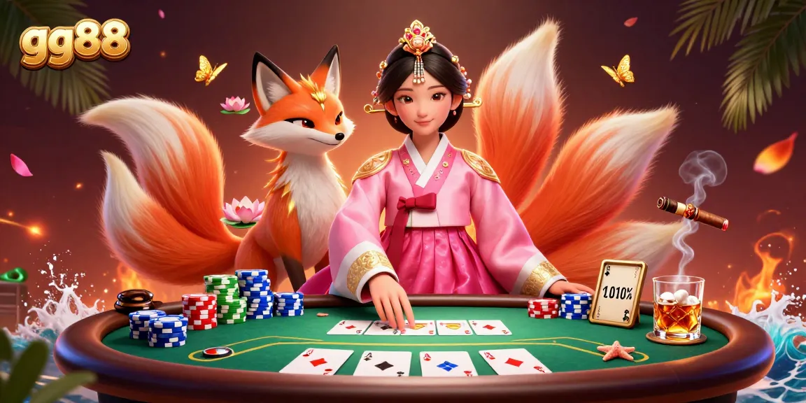 Experience the thrill of gg88 poker with a vibrant 3D scene filled with lucky icons and dynamic game elements.