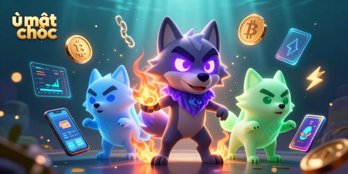 Play ù mạt chược with visually stunning wolf characters and vibrant cryptocurrency elements.