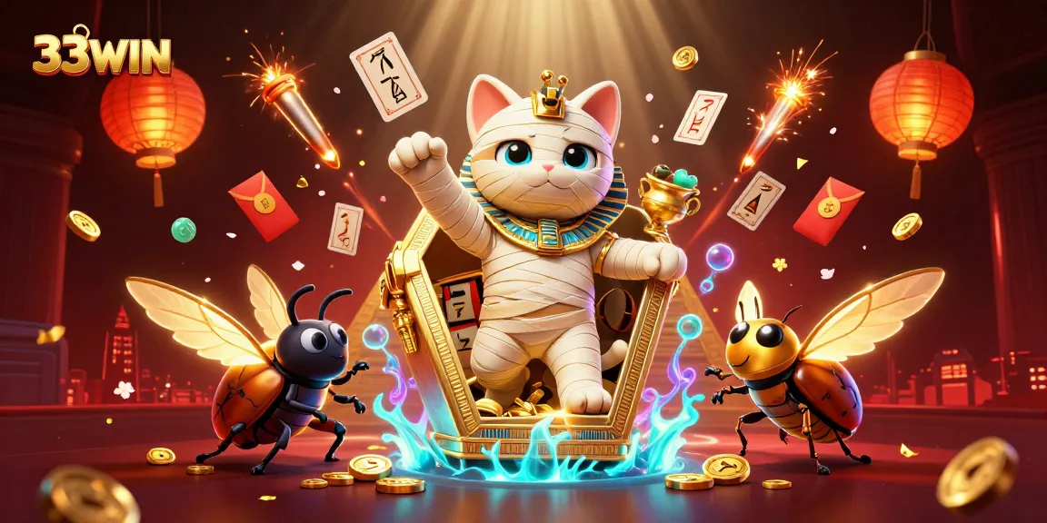 Experience thrilling gameplay at 33WIN with a vibrant 3D casino scene featuring unique characters and dynamic elements.