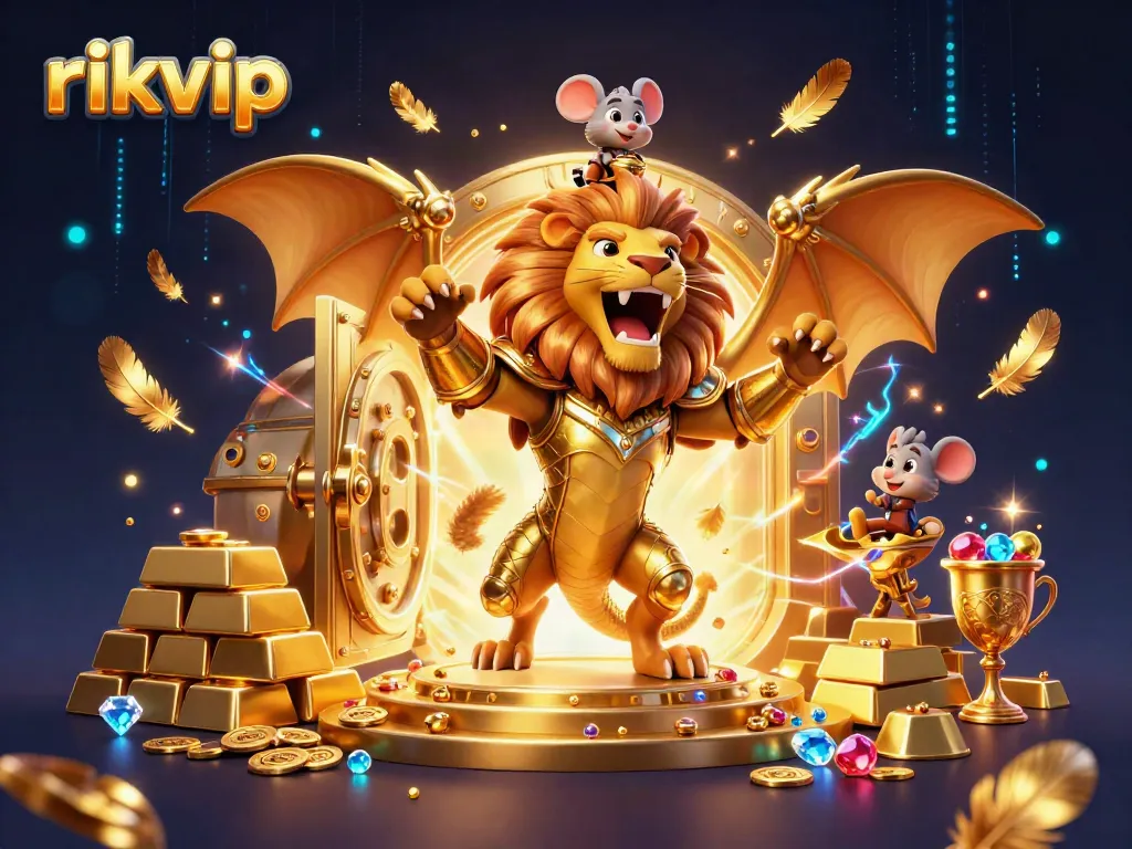 Experience the thrill of rikvip gaming with an enchanting chimera and gold treasures.