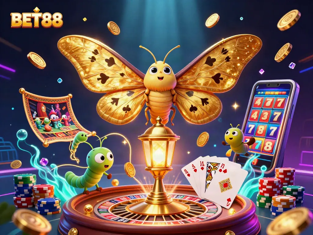 BET88 cảm nhận sự hấp dẫn của các trò chơi casino với ánh sáng lấp lánh và sự phấn khích.