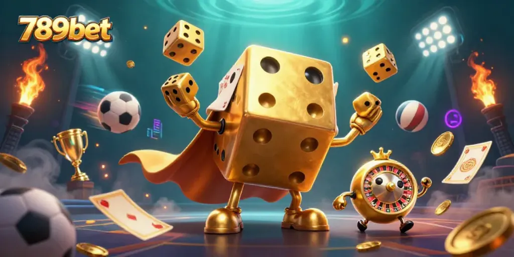 Engage in thrilling gameplay with 789bet featuring dynamic golden dice and sports elements.