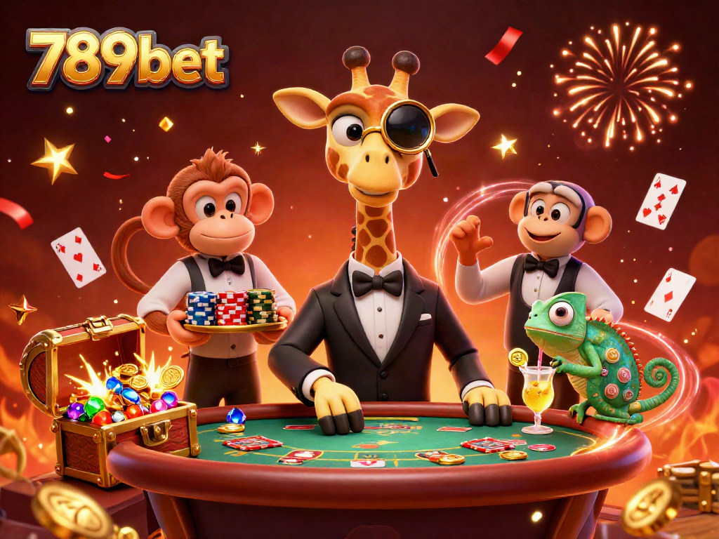Experience the thrill with 789bet: a vibrant casino scene featuring unique 3D characters and gaming elements.