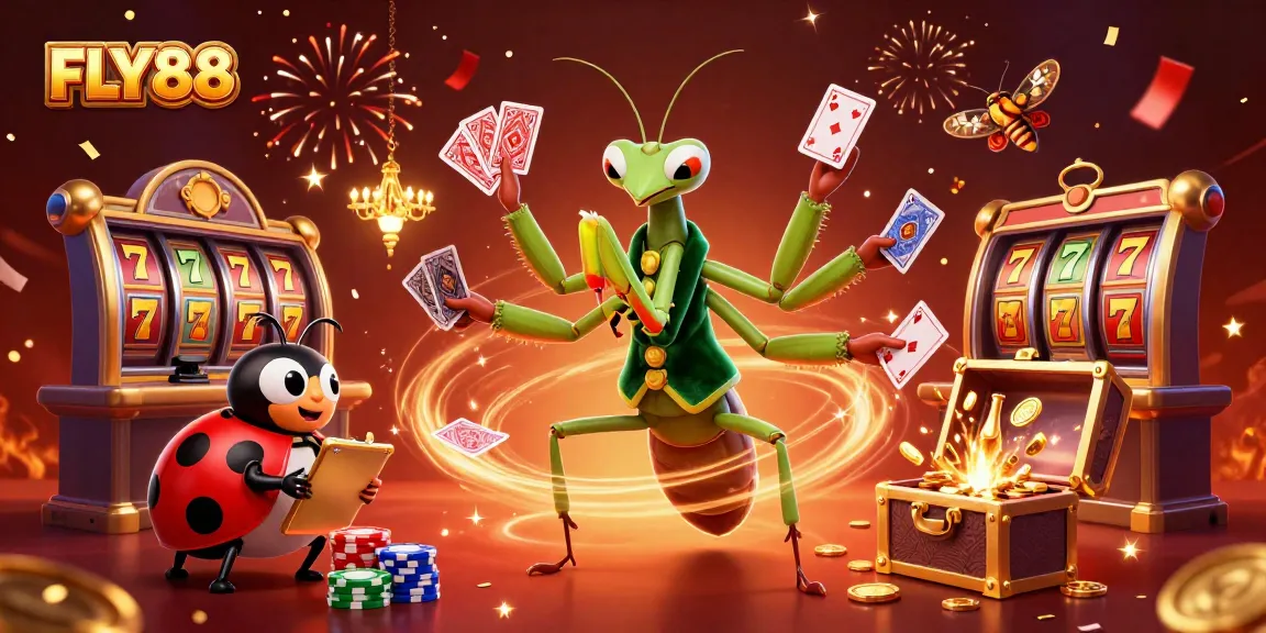 FLY88 offers a dynamic casino experience with vibrant slots and engaging characters in action.