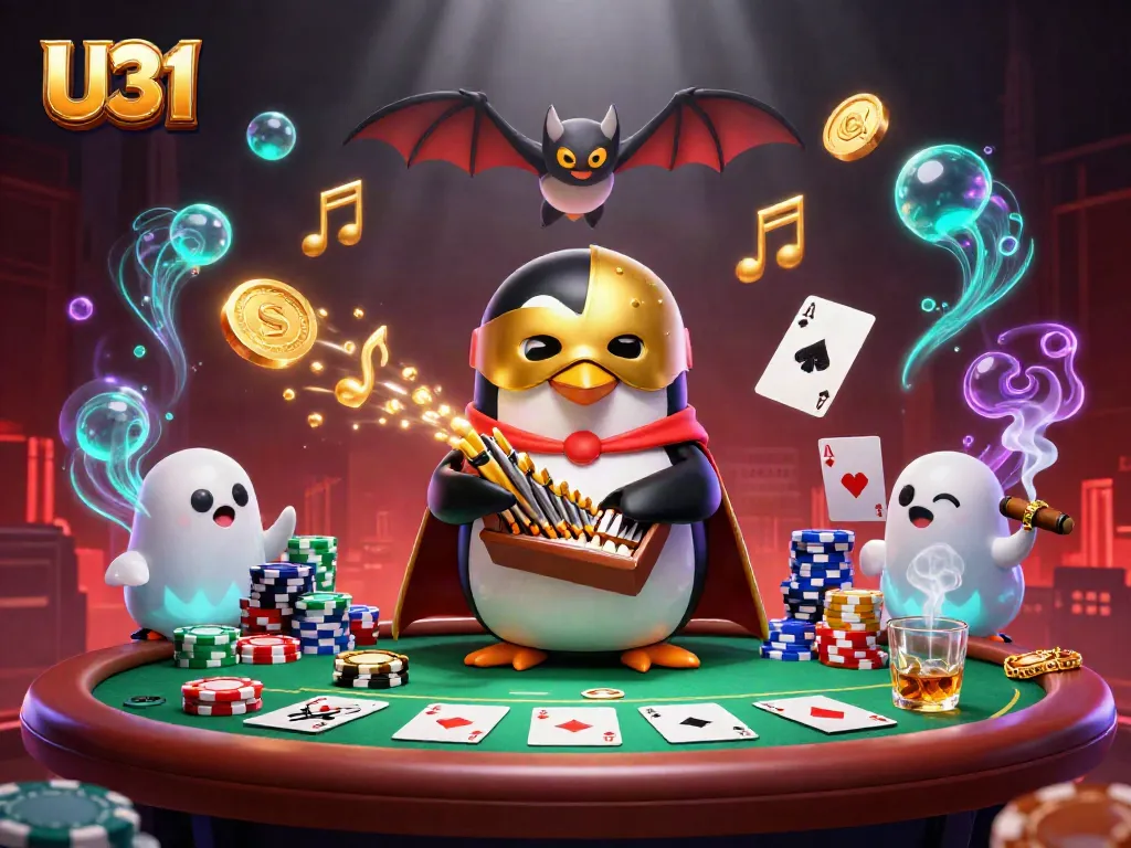 Experience the thrilling world of U31 as a phantom penguin plays for riches in this dynamic casino scene.