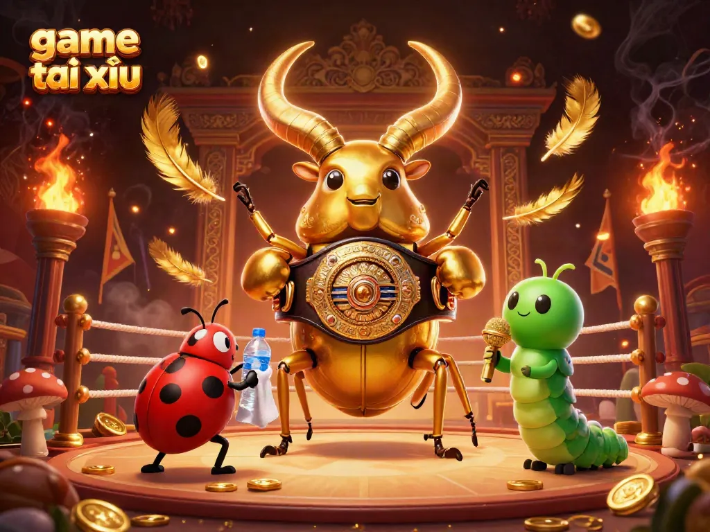 Experience excitement with game tài xỉu amidst vibrant characters and golden gambling elements.