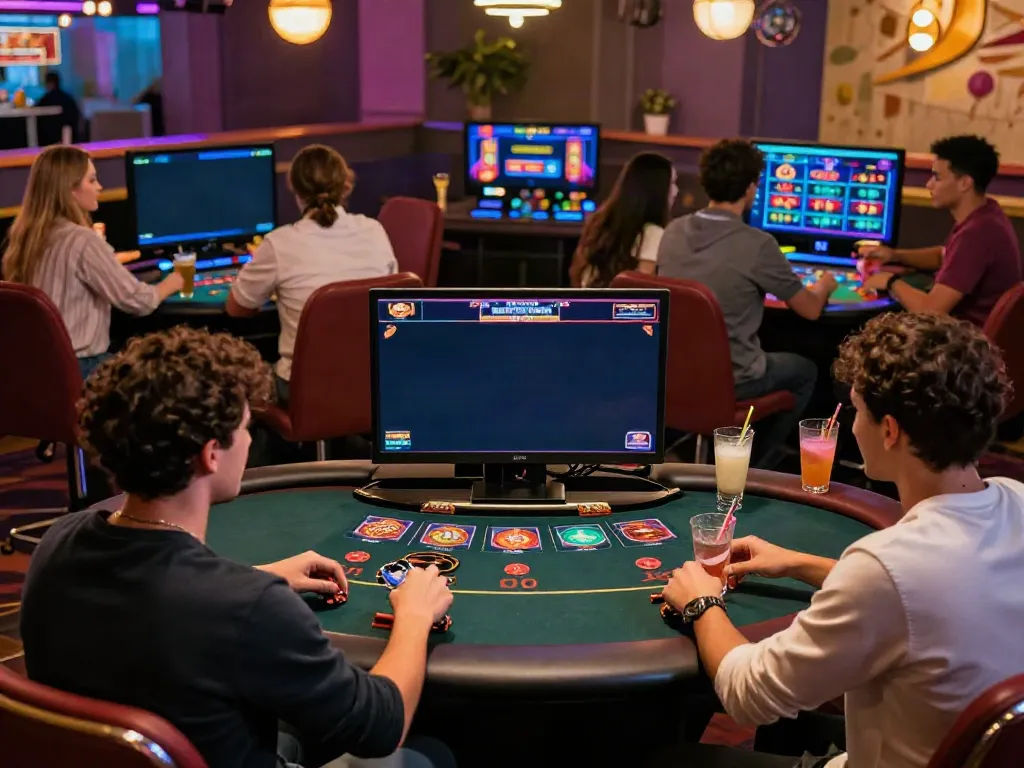 Friends enjoying the best non gamstop casinos uk experience with vibrant games.