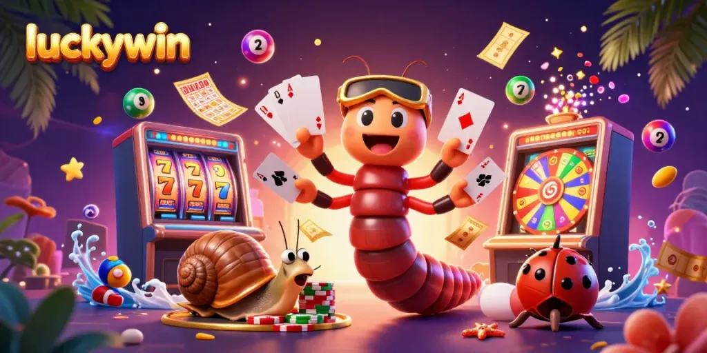 Experience thrilling jackpots with luckywin's vibrant 3D casino scene of excitement and chance.