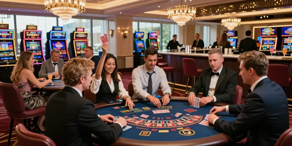 Exciting gaming experience at best non gamstop casinos UK with players engaged at tables.