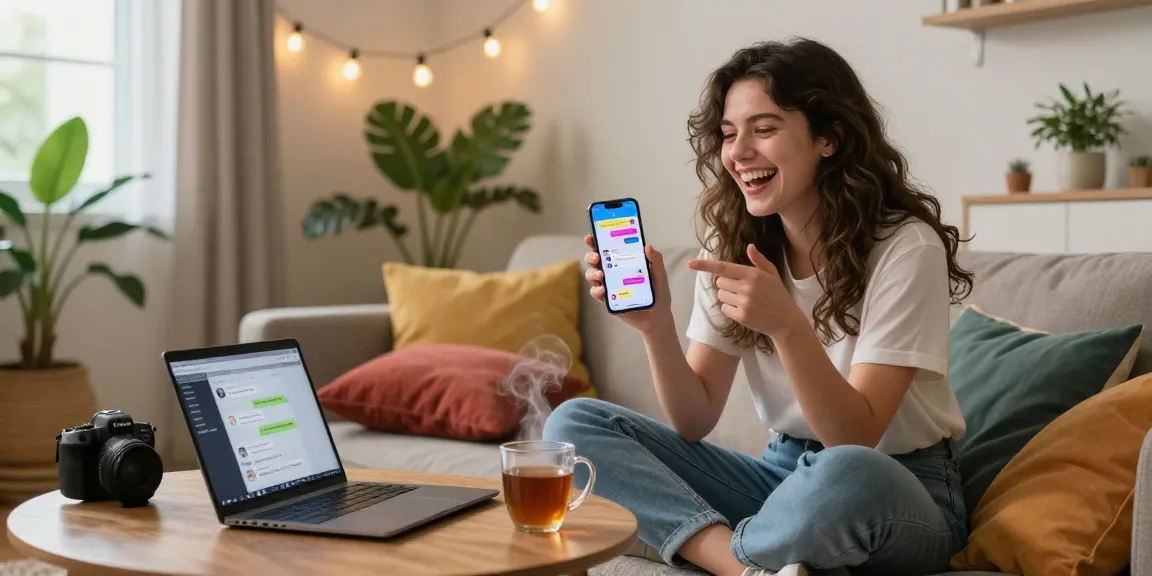 Engaging in ai spicy talk through a smartphone with playful AI chat in a cozy atmosphere.