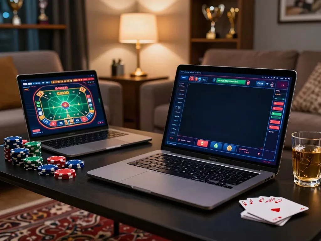 Stylish home gaming setup showcasing online casino experience for the best non gamstop casinos uk.