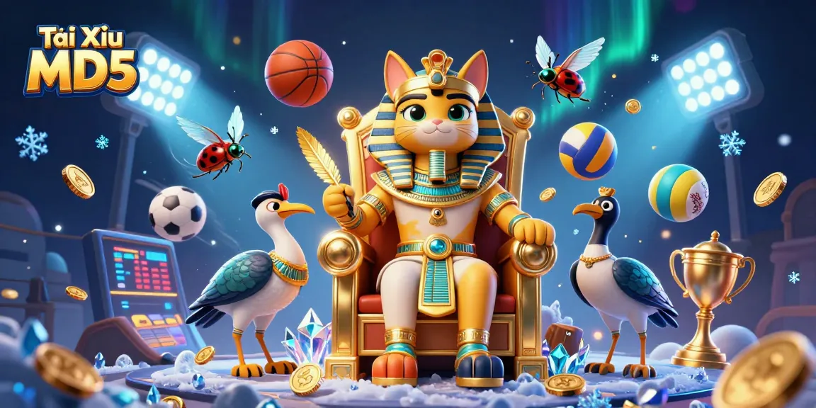 Experience thrilling bets with Tài Xỉu MD5 in a vibrant animated casino setting.