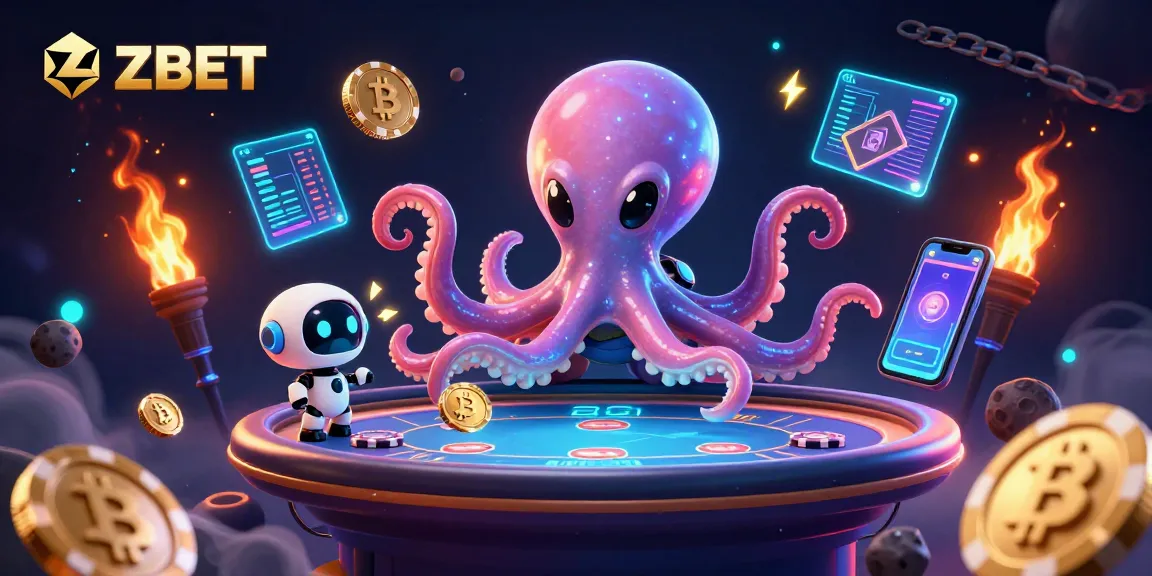 Engage with ZBET at an exciting alien-themed poker table with vibrant designs and cryptocurrency elements.