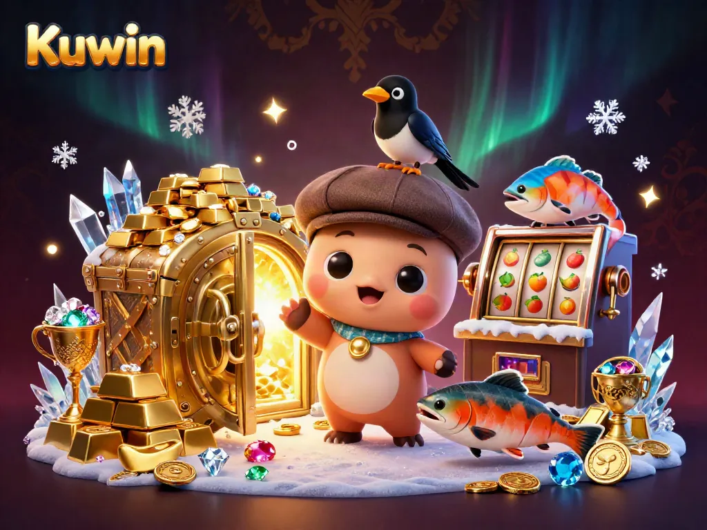 Kuwin's exciting online casino scene featuring playful Nessie and vibrant slot game elements.
