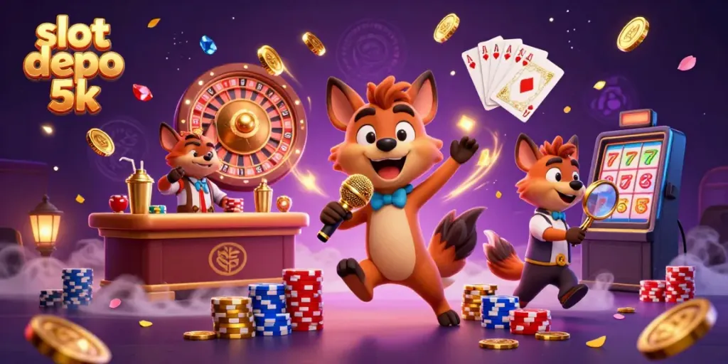 Engage with the vibrant casino scene of slot depo 5k featuring hyena characters in action.