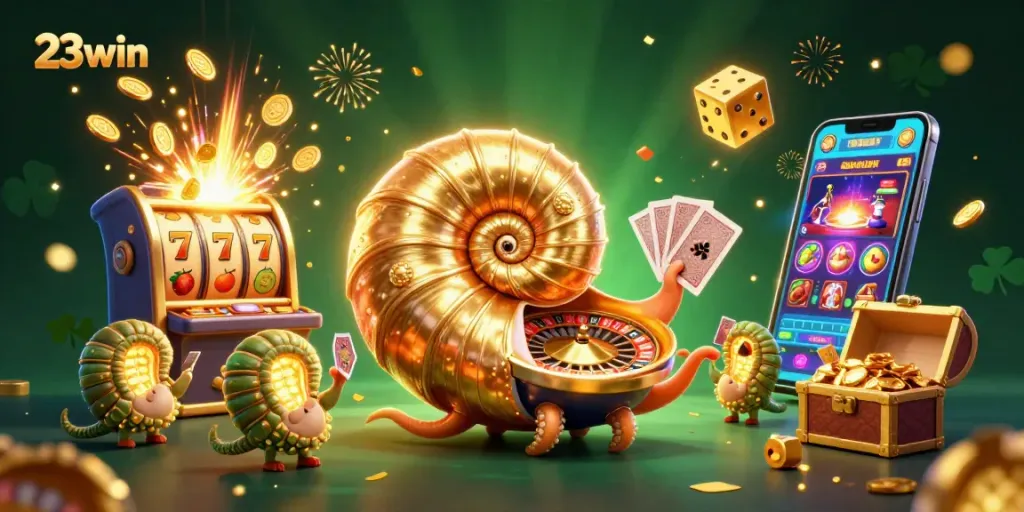 Experience a vibrant casino atmosphere through 23win's thrilling jackpot moments and gameplay excitement.