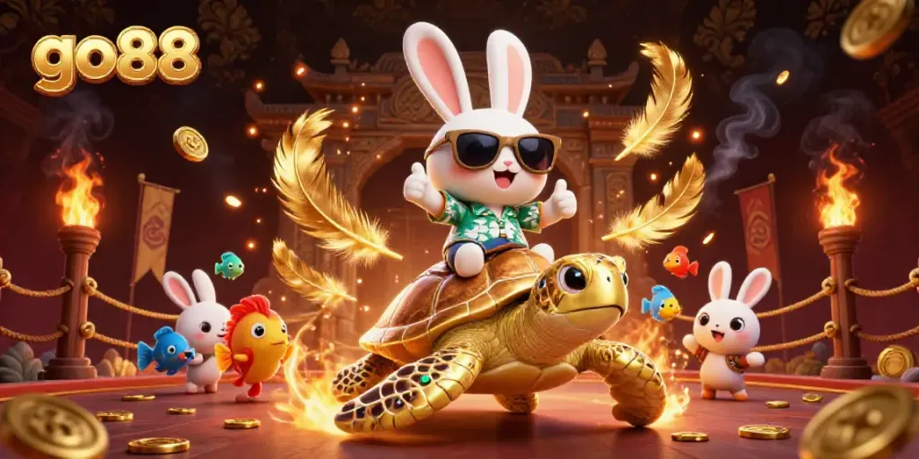 Experience the thrill of go88 with a vibrant 3D illustration featuring lucky symbols and exotic elements.
