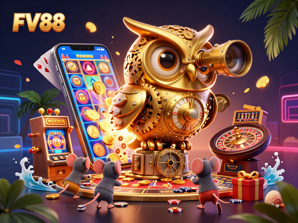 Experience exciting gaming at FV88 with a vibrant casino scene and dynamic elements.