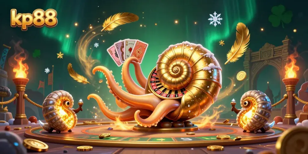 Experience kp88 excitement with a mesmerizing nautilus-themed casino scene featuring live gaming elements.